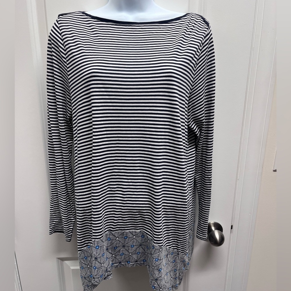 J.Jill asymmetrical striped shirt size medium